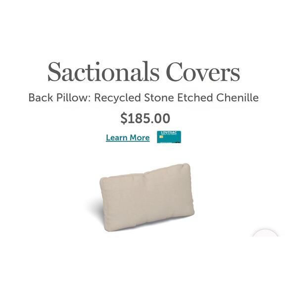 NEW LoveSac Sactional Recycled Stone Deep Seat Cover Back Pillow slipcover - Picture 3 of 3